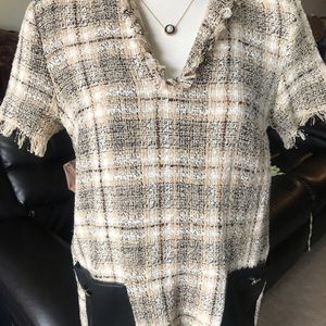 Vneck Tweed like Sheath Dress